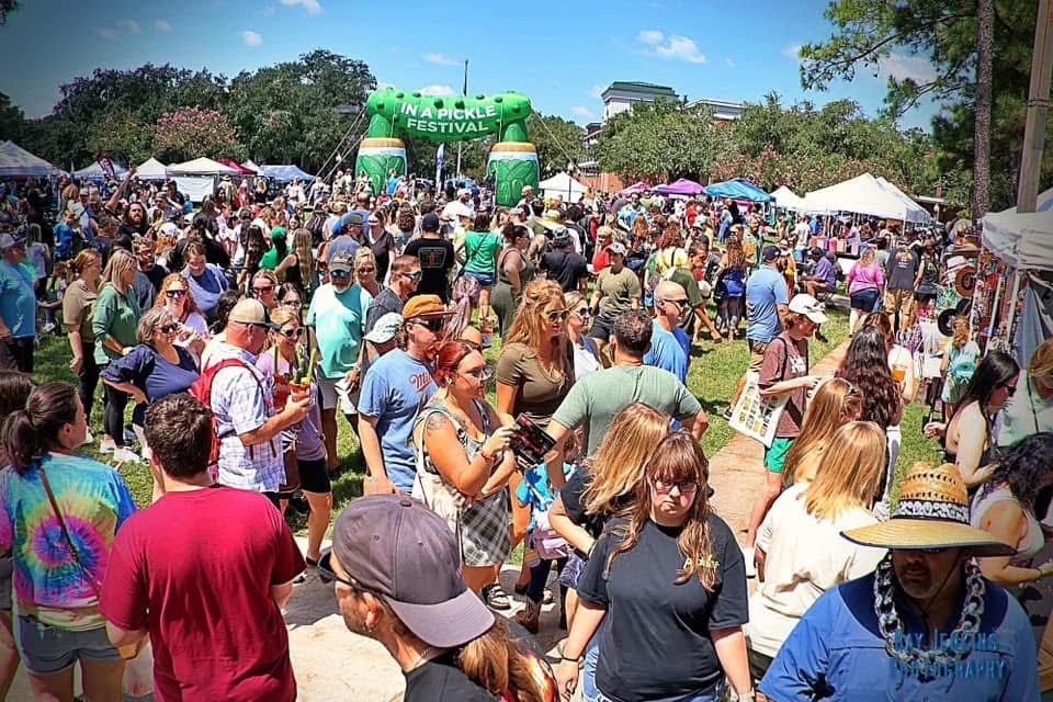 Festival crowd enjoying a sunny day