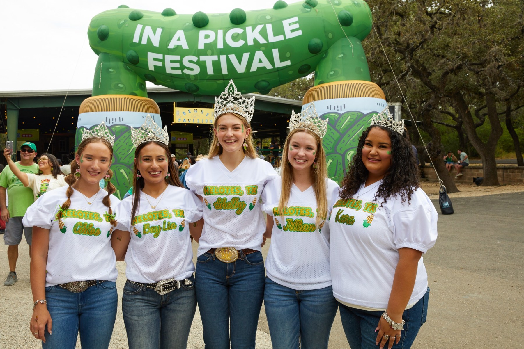 Guests celebrating at the festival entrance