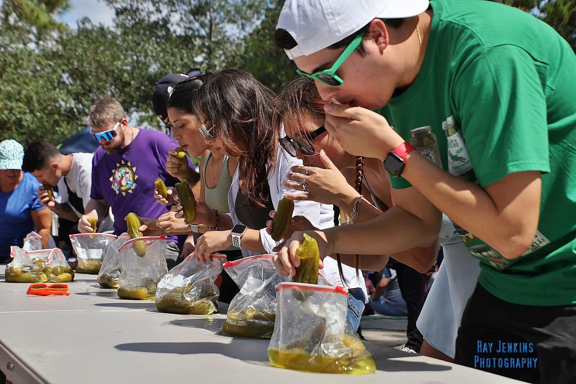 Pickle eating contest participant