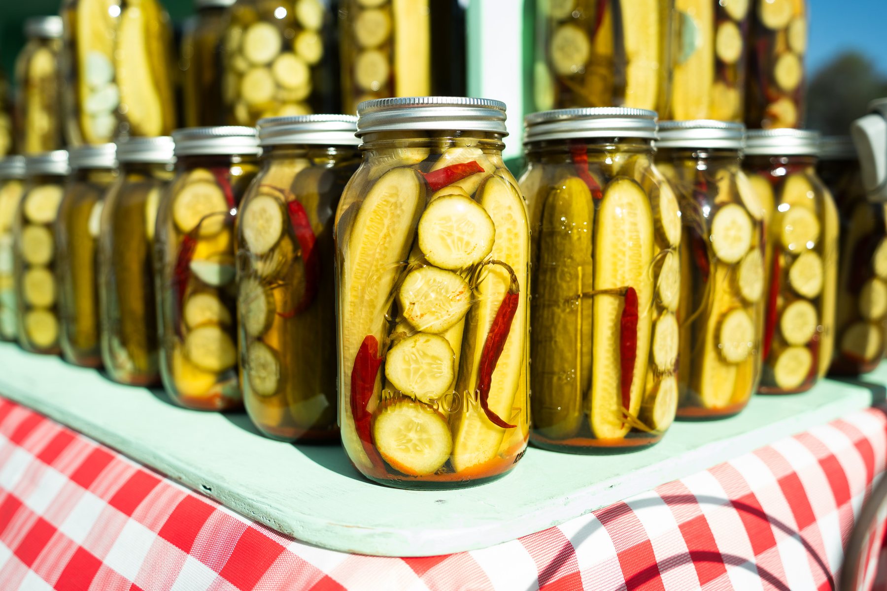 Jars of pickles from a festival vendor